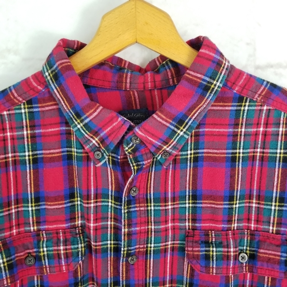 Faded Glory 2XL 50-52 Red Plaid Button-Down Flannel Shirt - Picture 3 of 12